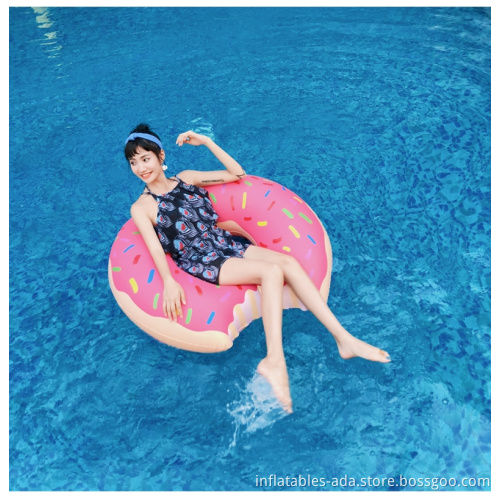 Pink and Brown donuts thickened with environmentally friendly PVC material adult children inflatable water swimming rings